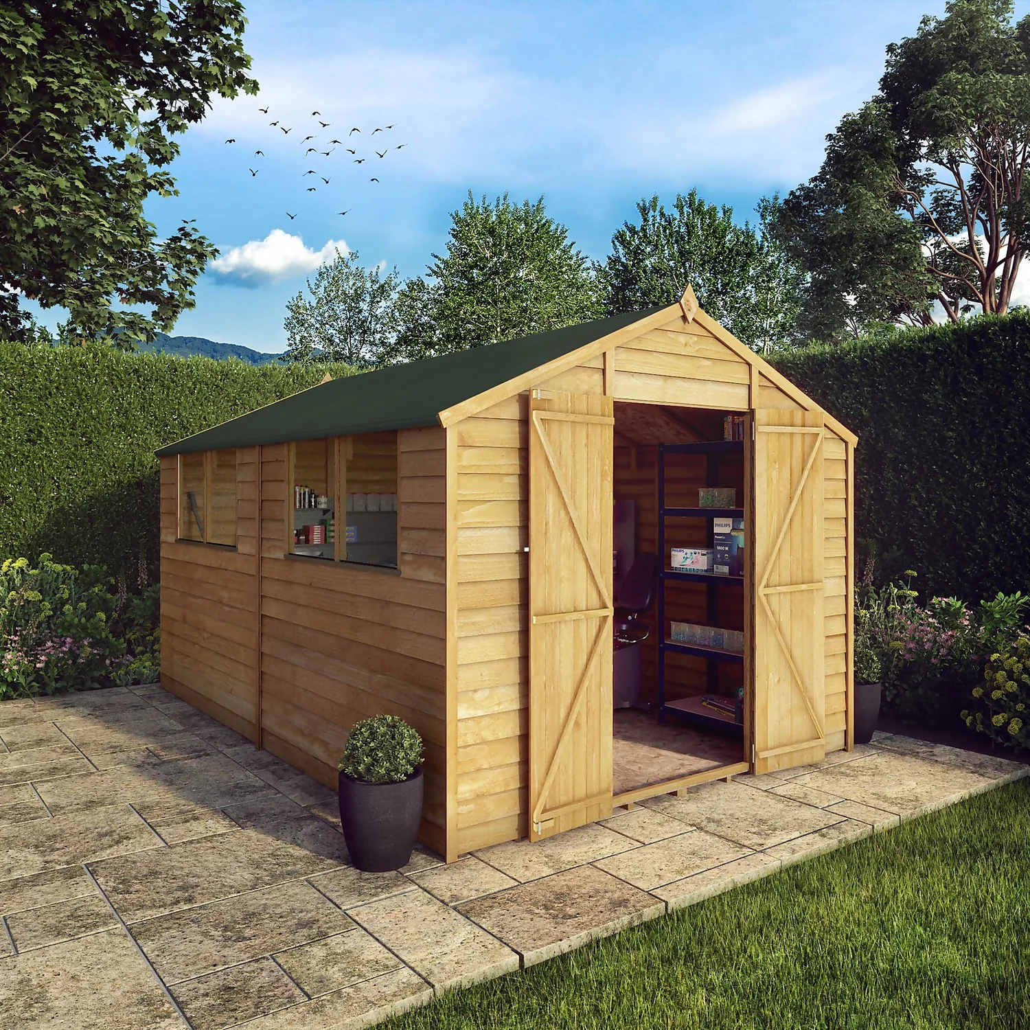 Mercia 12 X 8ft Overlap Double Door Apex Shed 2 Mercia 12 X 8ft Overlap Double Door Apex Shed - Image 2