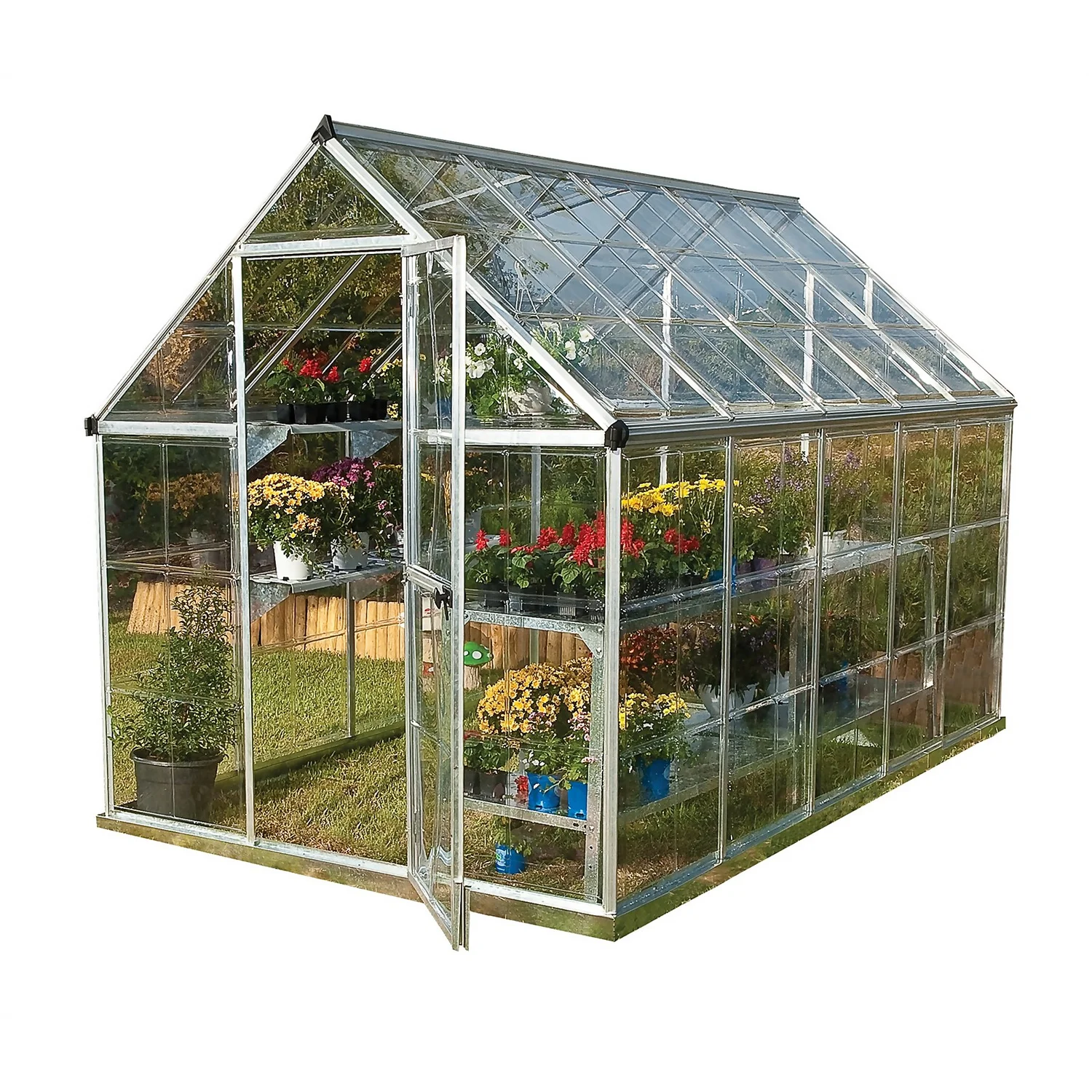 Palram 6 X 10ft Canopia Harmony Greenhouse - Silver 1 Palram 6 X 10ft Canopia Harmony Greenhouse - Silver