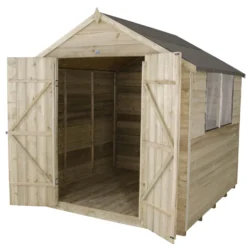 7x7ft Forest Natural Timber Overlap Apex Pressure Treated Wooden Shed -Garantia Store 12810900 1364833193513383