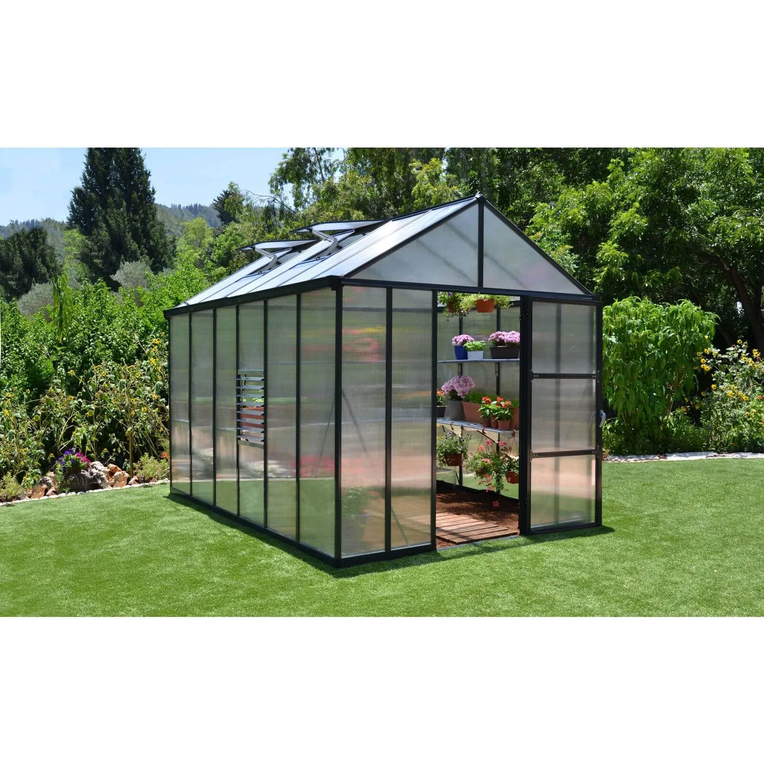 Palram 8 X 12ft Canopia Glory Greenhouse - Grey 2 Palram 8 X 12ft Canopia Glory Greenhouse - Grey - Image 2