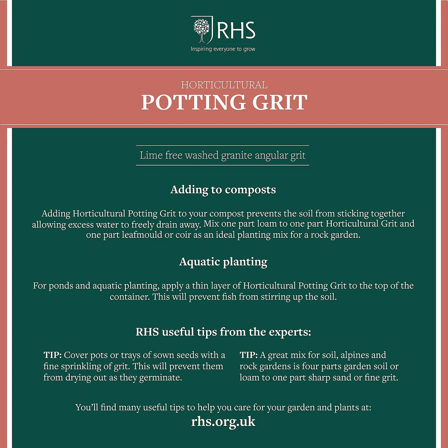 RHS Horticultural Potting Grit Large Pack - 20kg 2 RHS Horticultural Potting Grit Large Pack - 20kg - Image 2