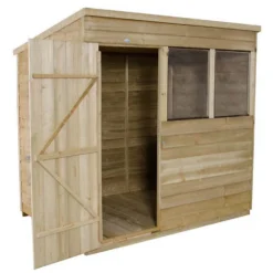 7x5ft Forest Wooden Overlap Pressure Treated Pent Shed -incl. Installation