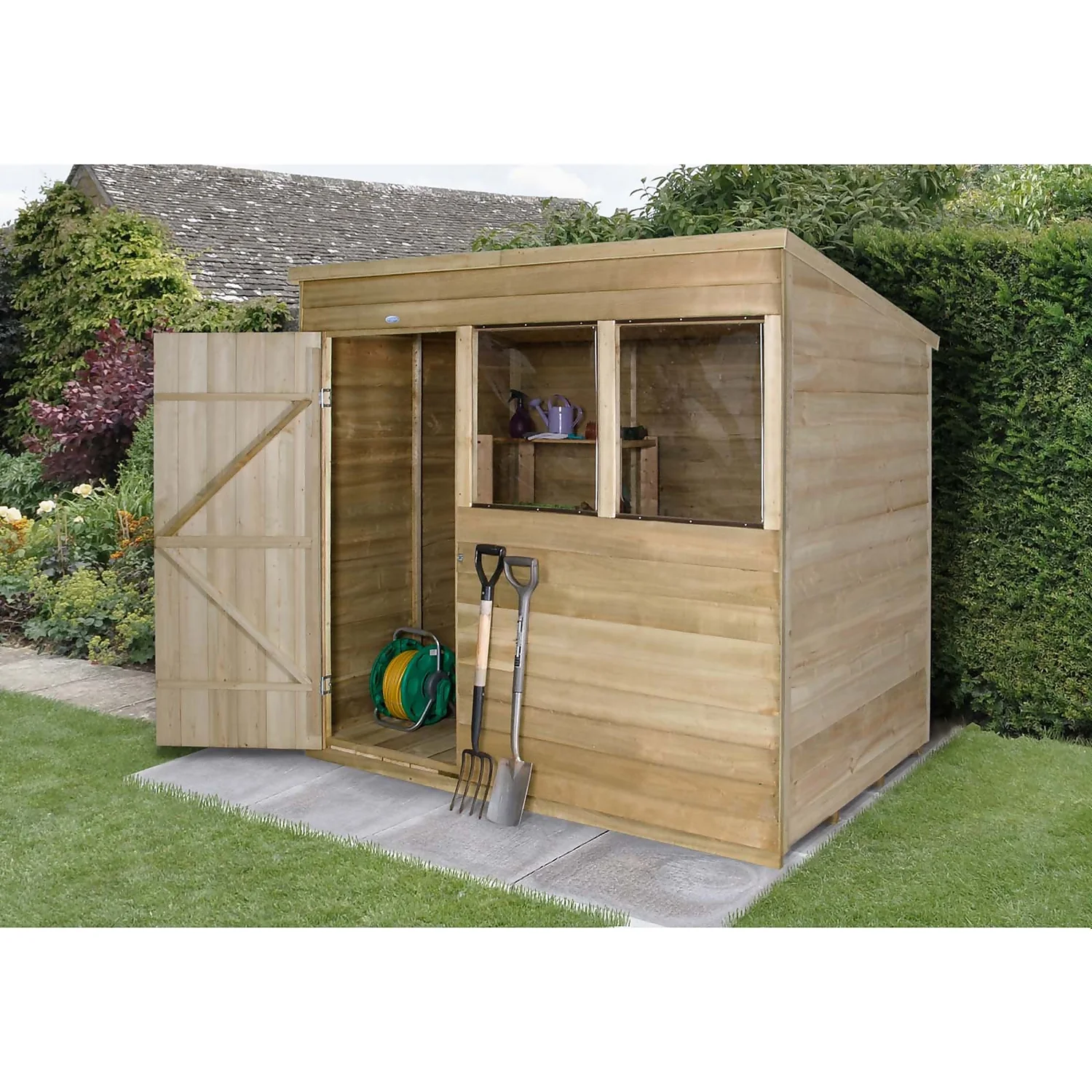7x5ft Forest Wooden Overlap Pressure Treated Pent Shed -incl. Installation 2 7x5ft Forest Wooden Overlap Pressure Treated Pent Shed -incl. Installation - Image 2