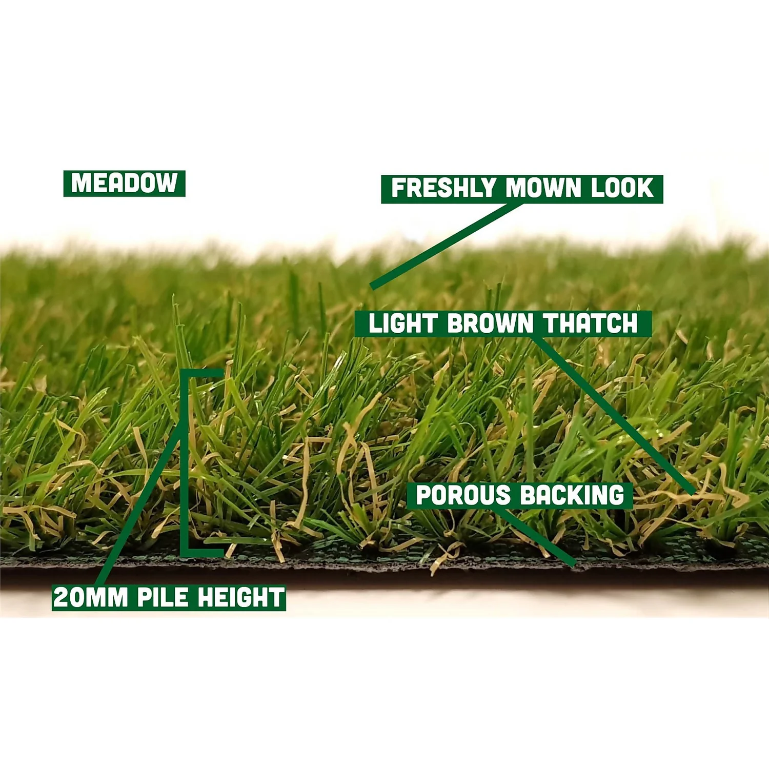 Nomow 20mm Meadow Grass Artificial Grass Roll - 4m Width 2 Nomow 20mm Meadow Grass Artificial Grass Roll - 4m Width - Image 2