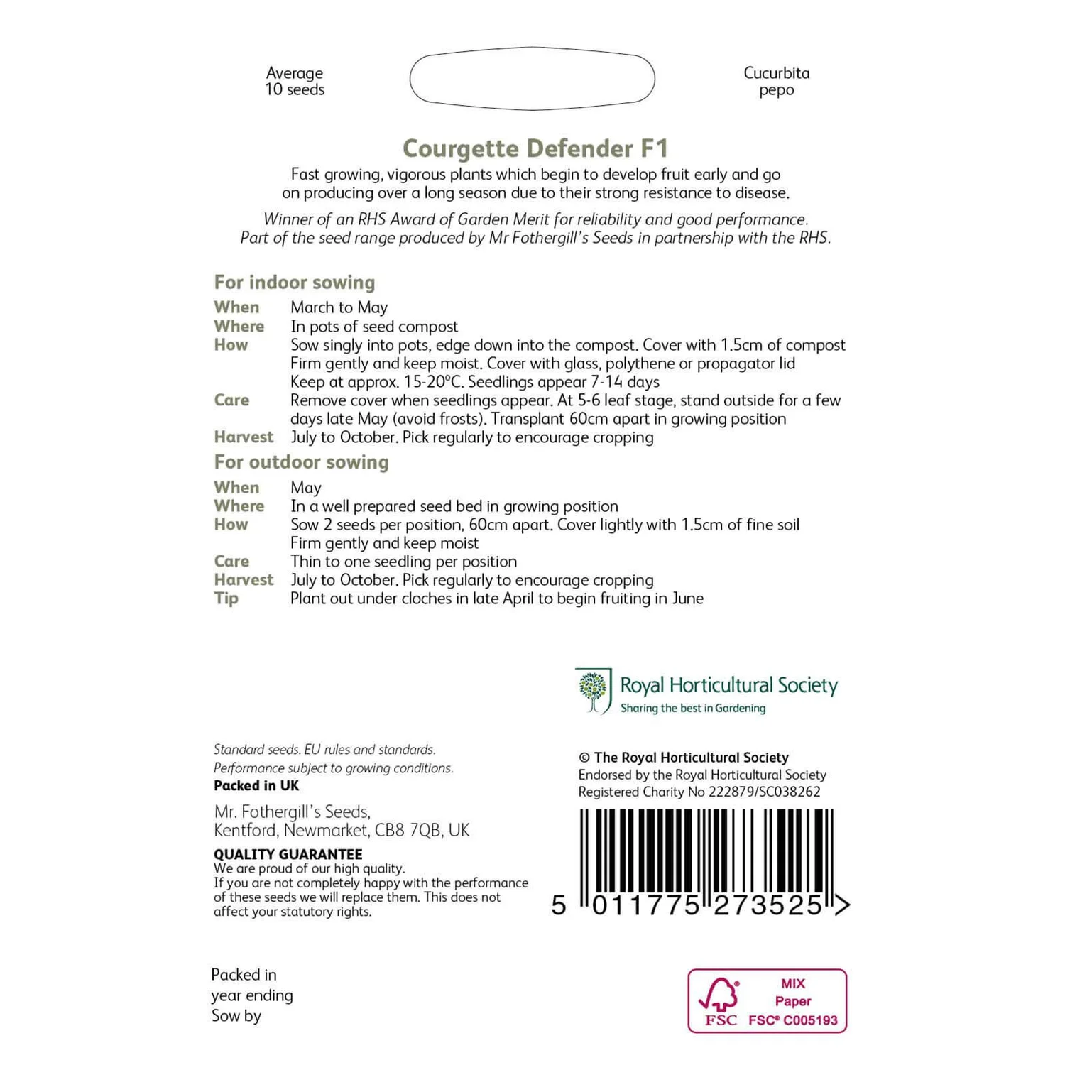 RHS Courgette Defender F1 Seeds 2 RHS Courgette Defender F1 Seeds - Image 2