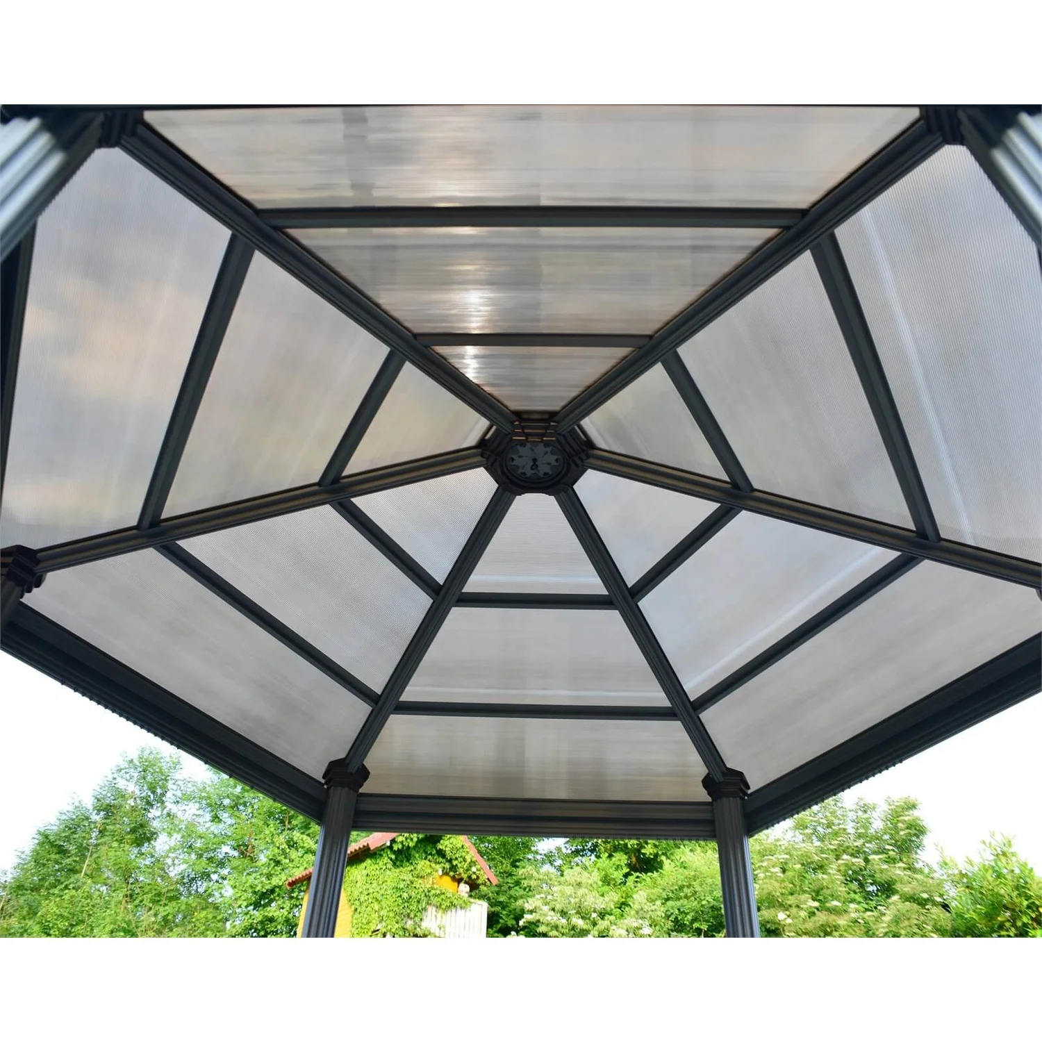 Palram - Canopia Roma Hexagonal Garden Gazebo Grey 3 Palram - Canopia Roma Hexagonal Garden Gazebo Grey - Image 3