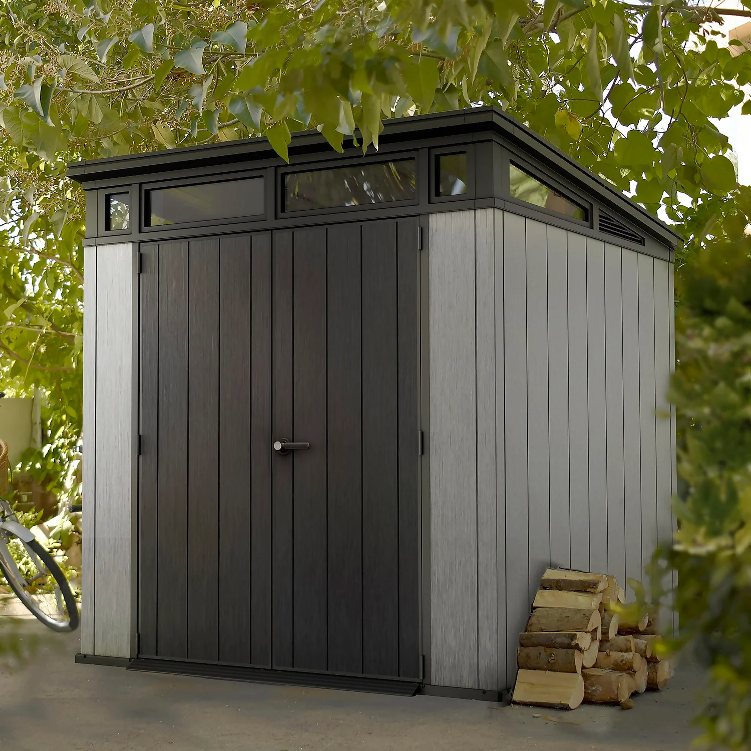 Keter Artisan 7 X 7ft Outdoor Garden Storage Pent Shed - Grey 2 Keter Artisan 7 X 7ft Outdoor Garden Storage Pent Shed - Grey - Image 2