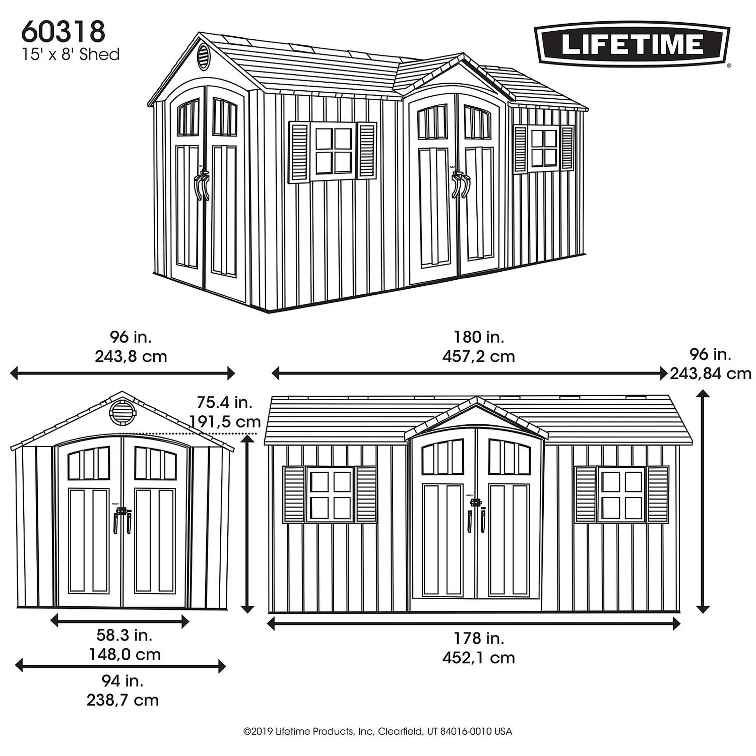 Lifetime 15x8 Ft Rough Cut Dual Entry Outdoor Storage Shed 10 Lifetime 15x8 Ft Rough Cut Dual Entry Outdoor Storage Shed - Image 10