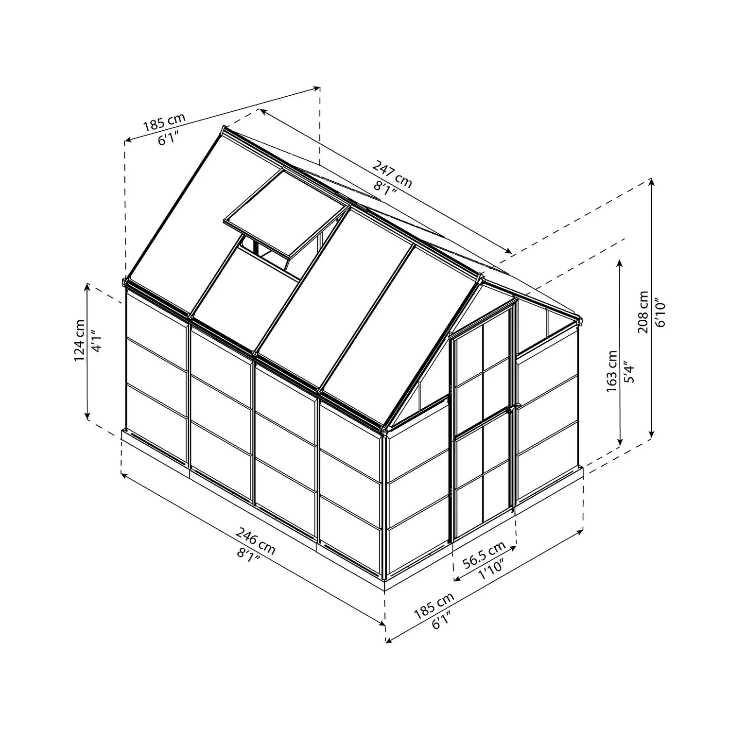 Palram Canopia Hybrid 6 X 8ft Greenhouse - Silver 5 Palram Canopia Hybrid 6 X 8ft Greenhouse - Silver - Image 5