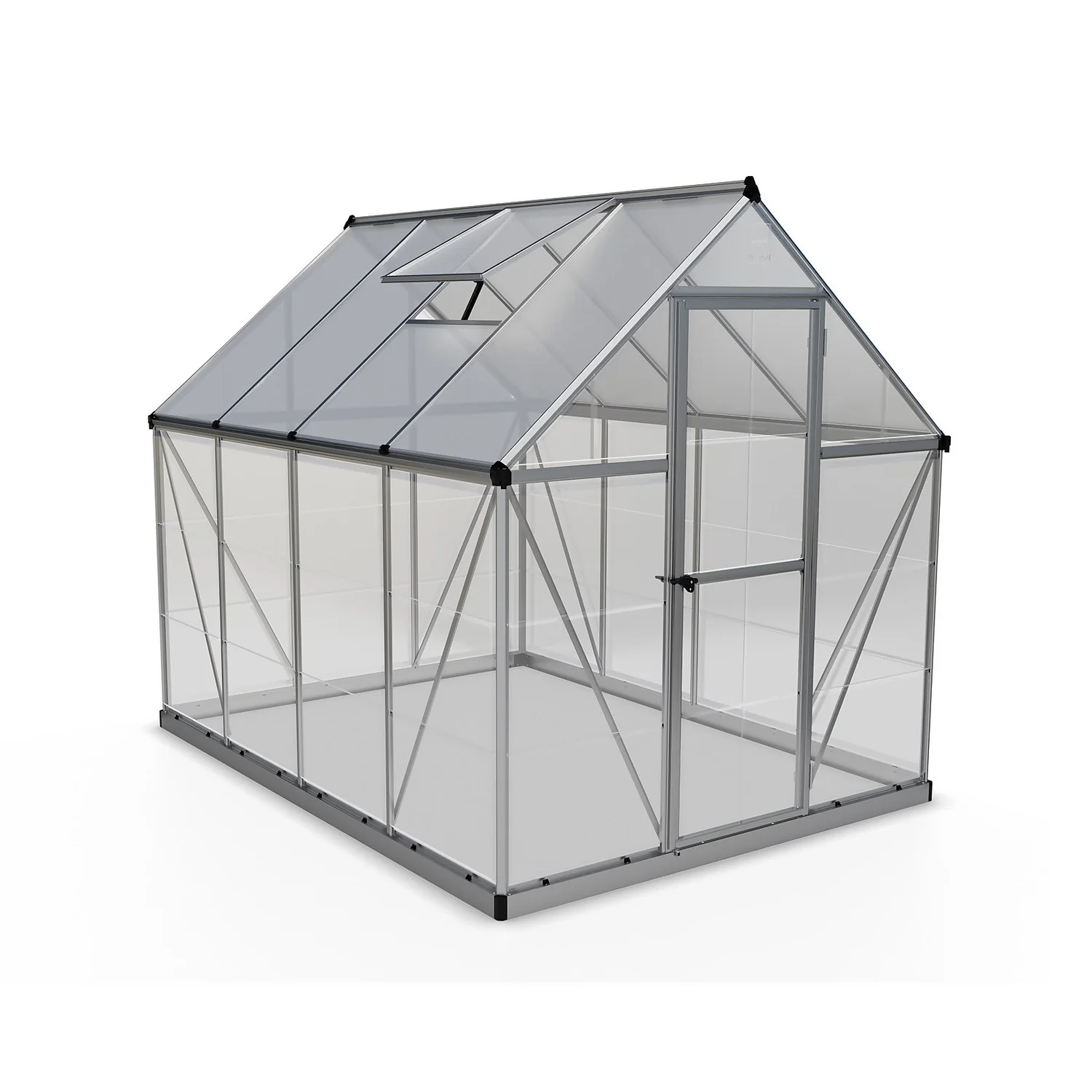 Palram Canopia Hybrid 6 X 8ft Greenhouse - Silver 1 Palram Canopia Hybrid 6 X 8ft Greenhouse - Silver