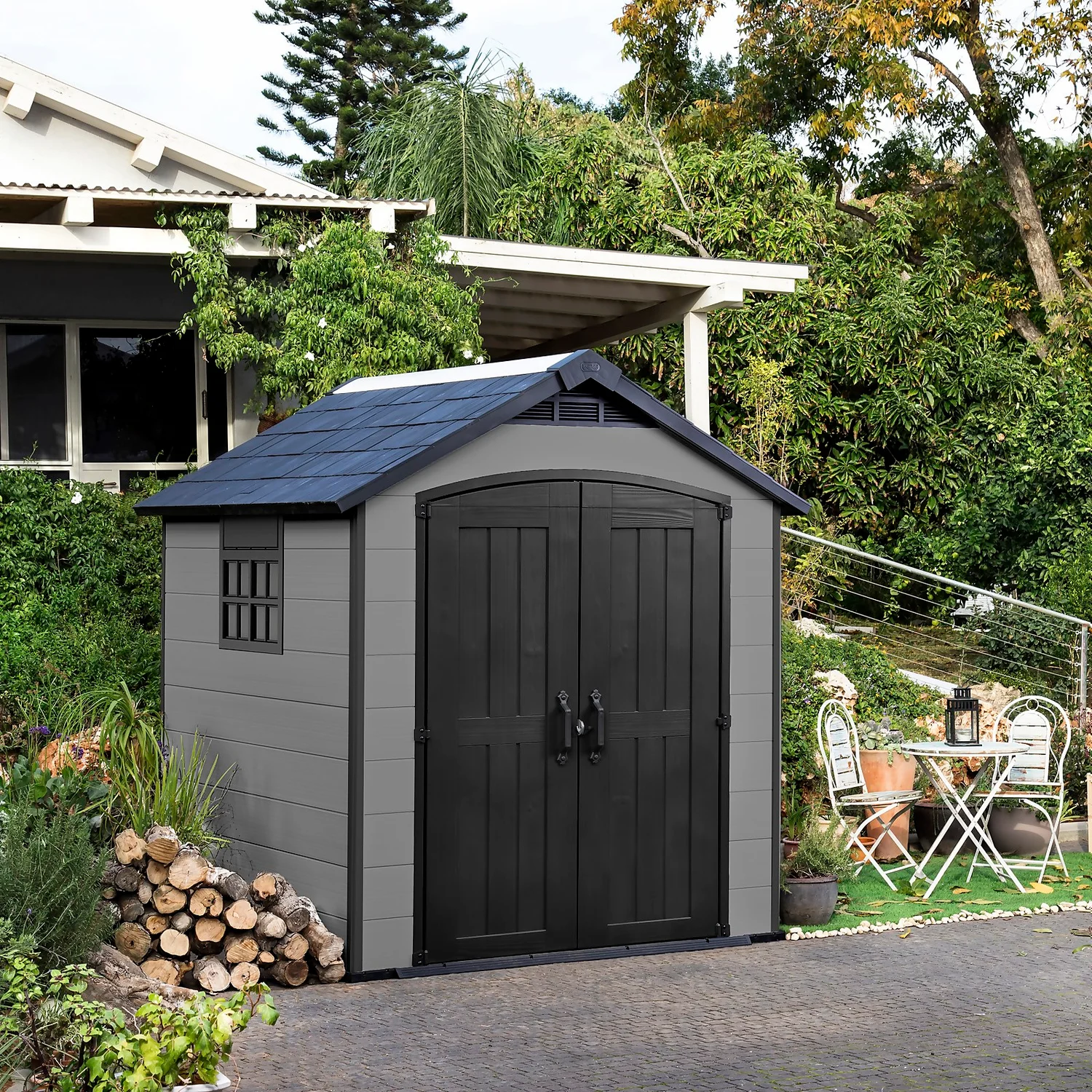 Keter Premier 7 X 7ft Outdoor Garden Apex Storage Shed - Grey 2 Keter Premier 7 X 7ft Outdoor Garden Apex Storage Shed - Grey - Image 2