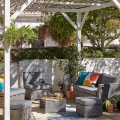 Bambrick 6 Seater Grey Rattan Garden Sofa Set