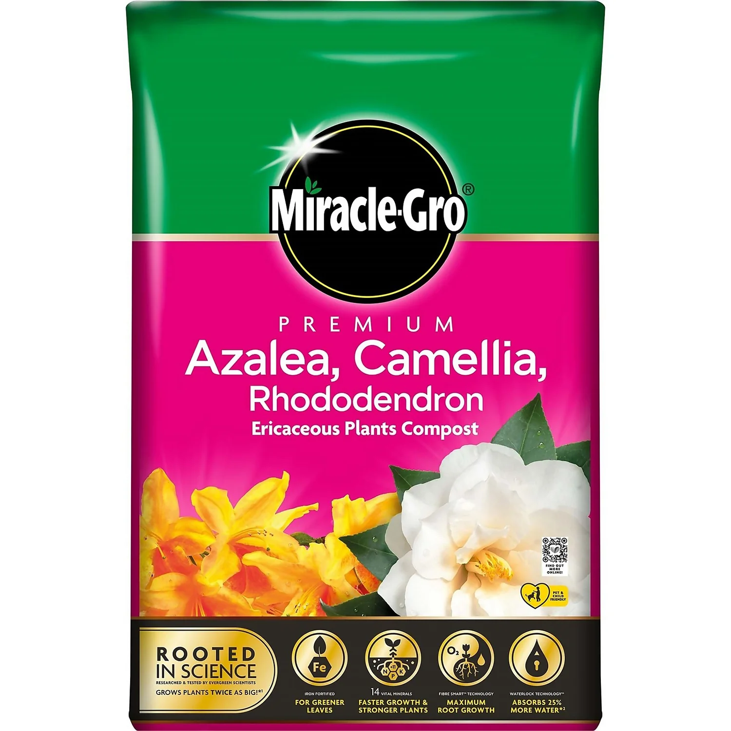 Miracle Gro Premium Azalea, Camellia & Rhododendron Ericaceous Compost - 40L 1 Miracle Gro Premium Azalea, Camellia & Rhododendron Ericaceous Compost - 40L