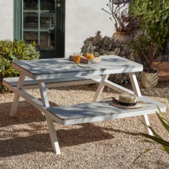 Picnic Bench - White & Grey 17 Picnic Bench - White & Grey -Garantia Store 12885210 1454853415433776