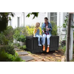 Keter Kentwood Outdoor Garden Storage Box 350L - Graphite -Garantia Store 12885762 2124899008544693