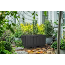Keter Kentwood Outdoor Garden Storage Box 350L - Graphite -Garantia Store 12885762 3464899008568981