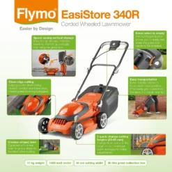 Flymo 1400W EasiStore 340R Electric Lawn Mower - 34cm -Garantia Store 12885911 2254846175325273