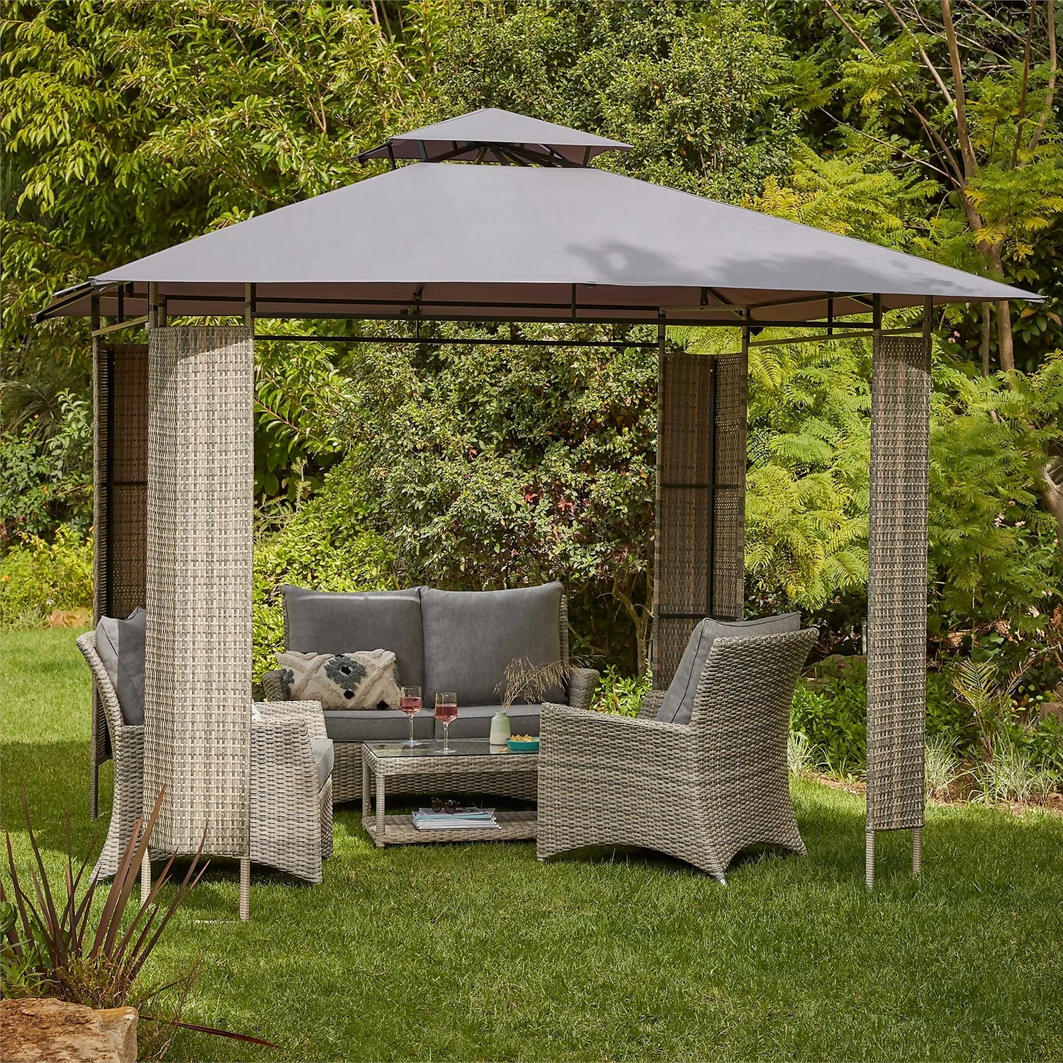Florence Gazebo With Rattan Panels 2 Florence Gazebo With Rattan Panels - Image 2
