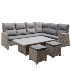 Mortimer Grey Rattan Garden Corner Sofa Set -Garantia Store 12887790 1205047776415101
