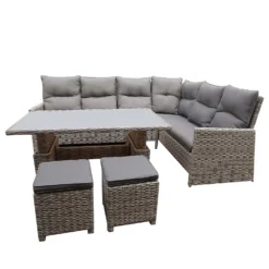 Mortimer Grey Rattan Garden Corner Sofa Set -Garantia Store 12887790 1775047776377538