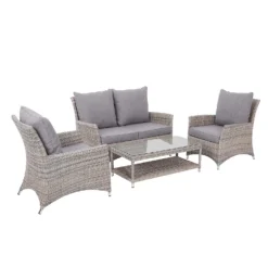 Florence 4 Seater Grey Rattan Garden Sofa Set -Garantia Store 12887803 1594843689581184
