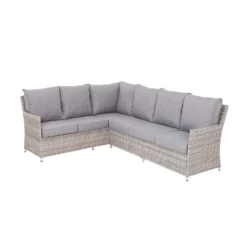 Florence Grey Rattan Effect Garden Corner Sofa Set -Garantia Store 12887809 5834843689783909