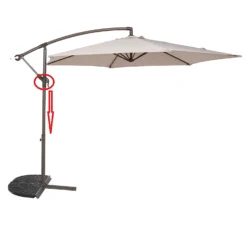 3m Overhanging Parasol - Natural -Garantia Store 12888570 5694966185561111