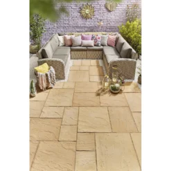 Stylish Stone Chantry Paving Patio Kit 10.22 Sqm Gold