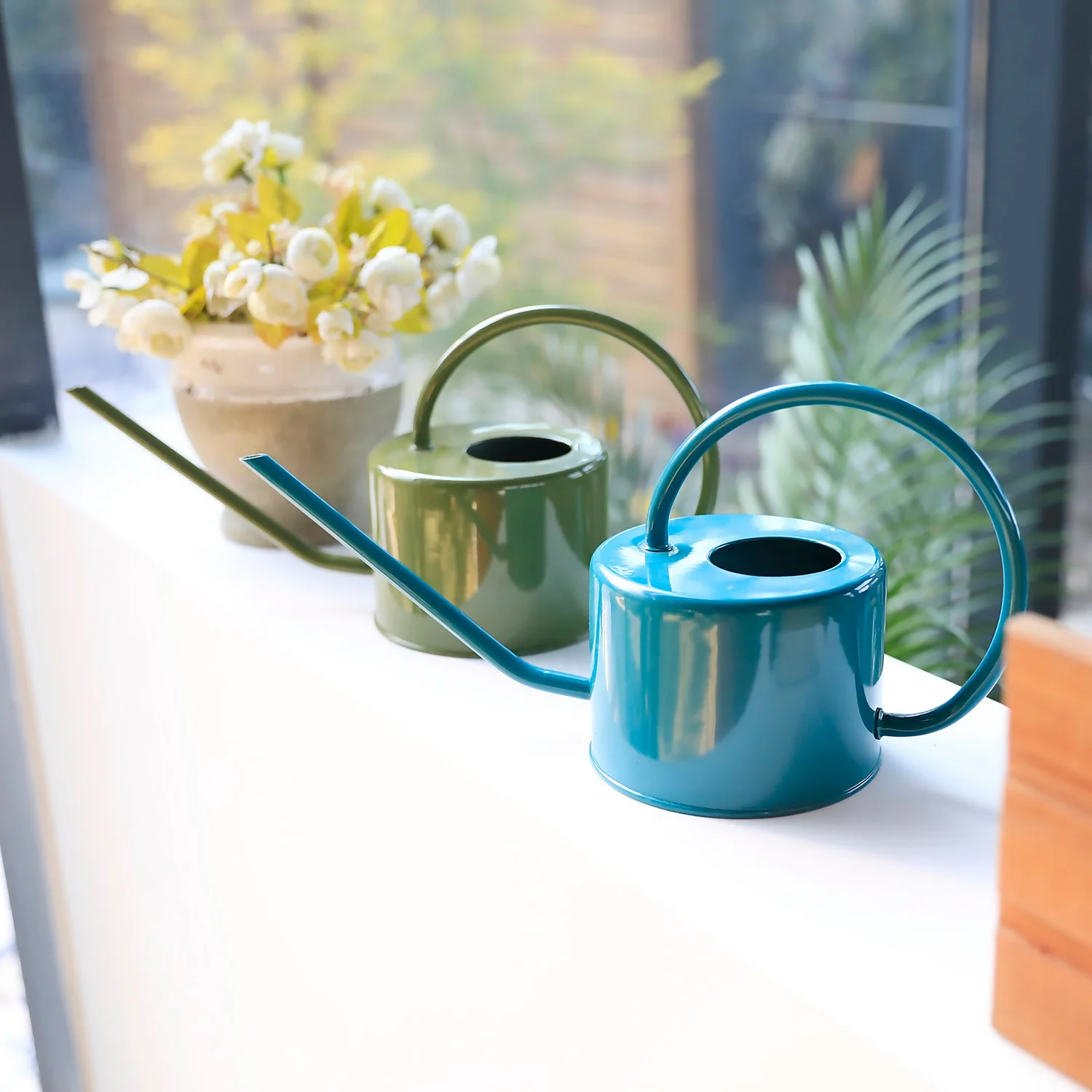 Homebase Metal Watering Can 1L - Teal 2 Homebase Metal Watering Can 1L - Teal - Image 2