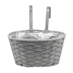 12in Faux Rattan Hanging Planter - Slate