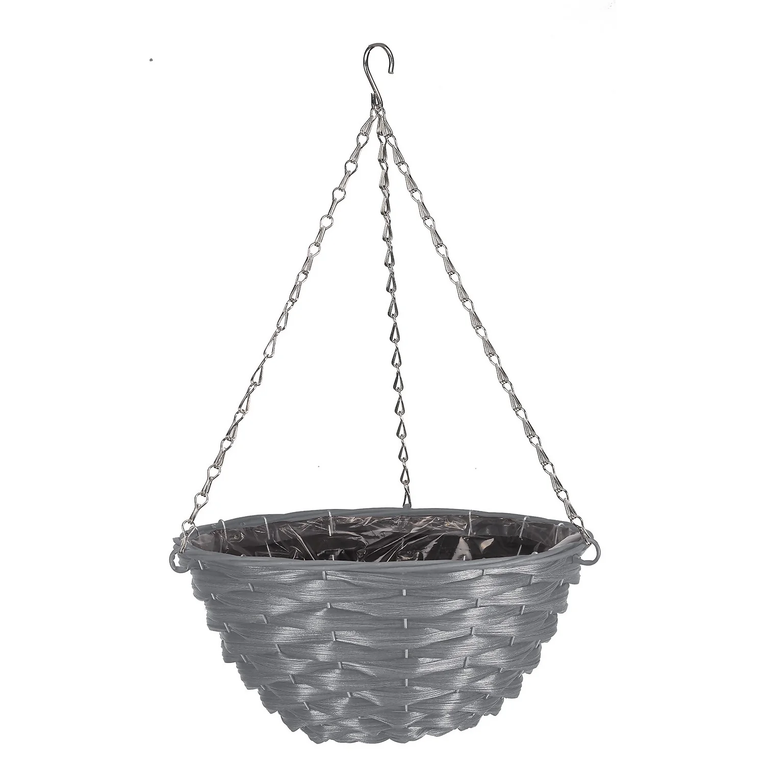 14in Faux Rattan Hanging Basket - Slate 1 14in Faux Rattan Hanging Basket - Slate