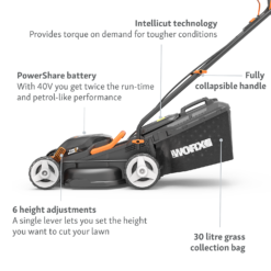 WORX 40V WG779E.1 Cordless Lawn Mower - 34cm -Garantia Store 13326413 2294944673153362