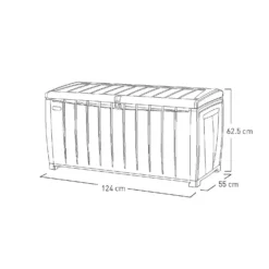 Keter Ace Outdoor Garden Storage Box 124 X 55 X 62.5 Cm - Grey And Black -Garantia Store 13432924 1804947994784994