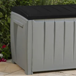 Keter Ace Outdoor Garden Storage Box 124 X 55 X 62.5 Cm - Grey And Black -Garantia Store 13432924 3844947994747044