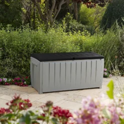 Keter Ace Outdoor Garden Storage Box 124 X 55 X 62.5 Cm - Grey And Black -Garantia Store 13432924 5964947994547391