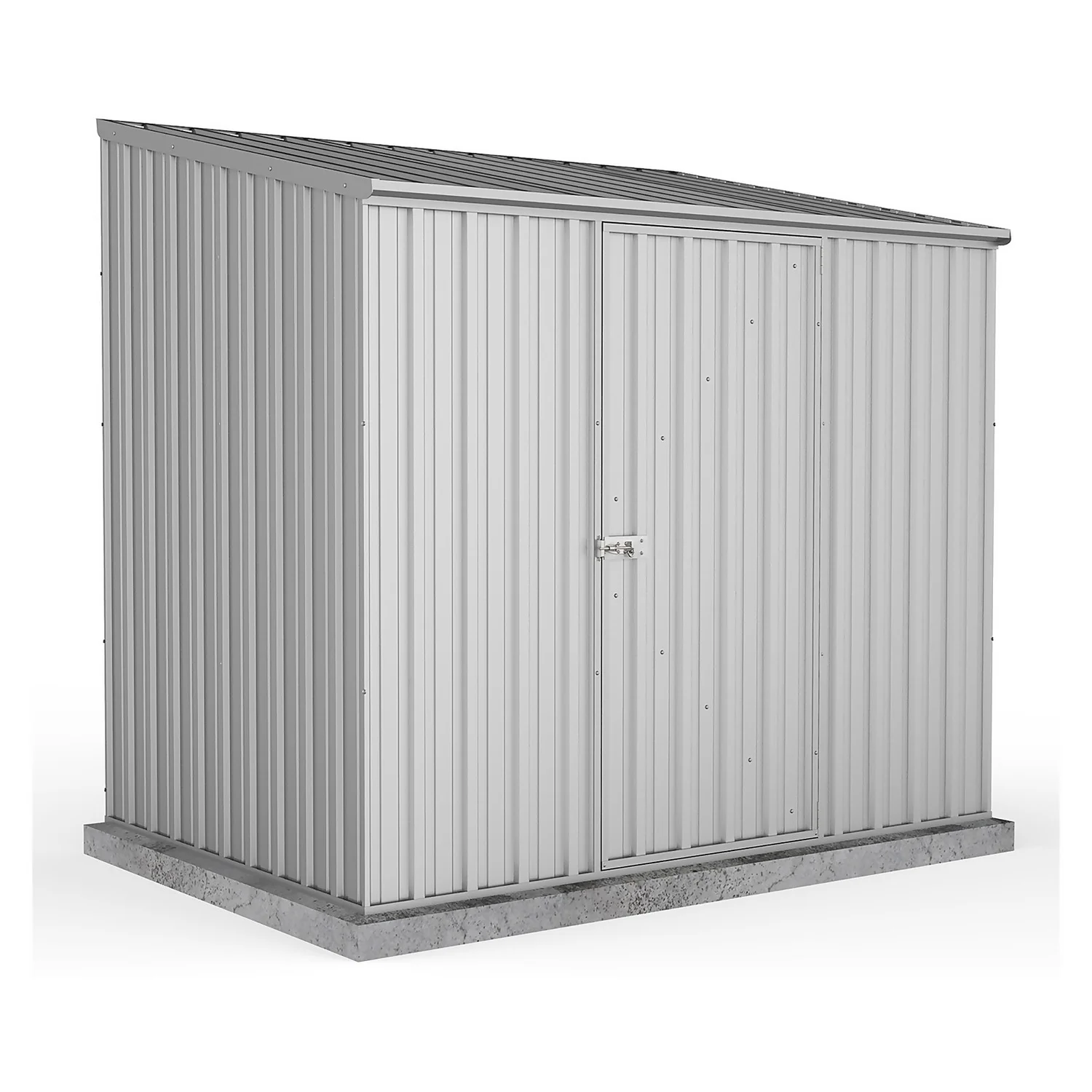 Absco 7.5 X 5ft Space Saver Metal Pent Shed - Zinc 1 Absco 7.5 X 5ft Space Saver Metal Pent Shed - Zinc