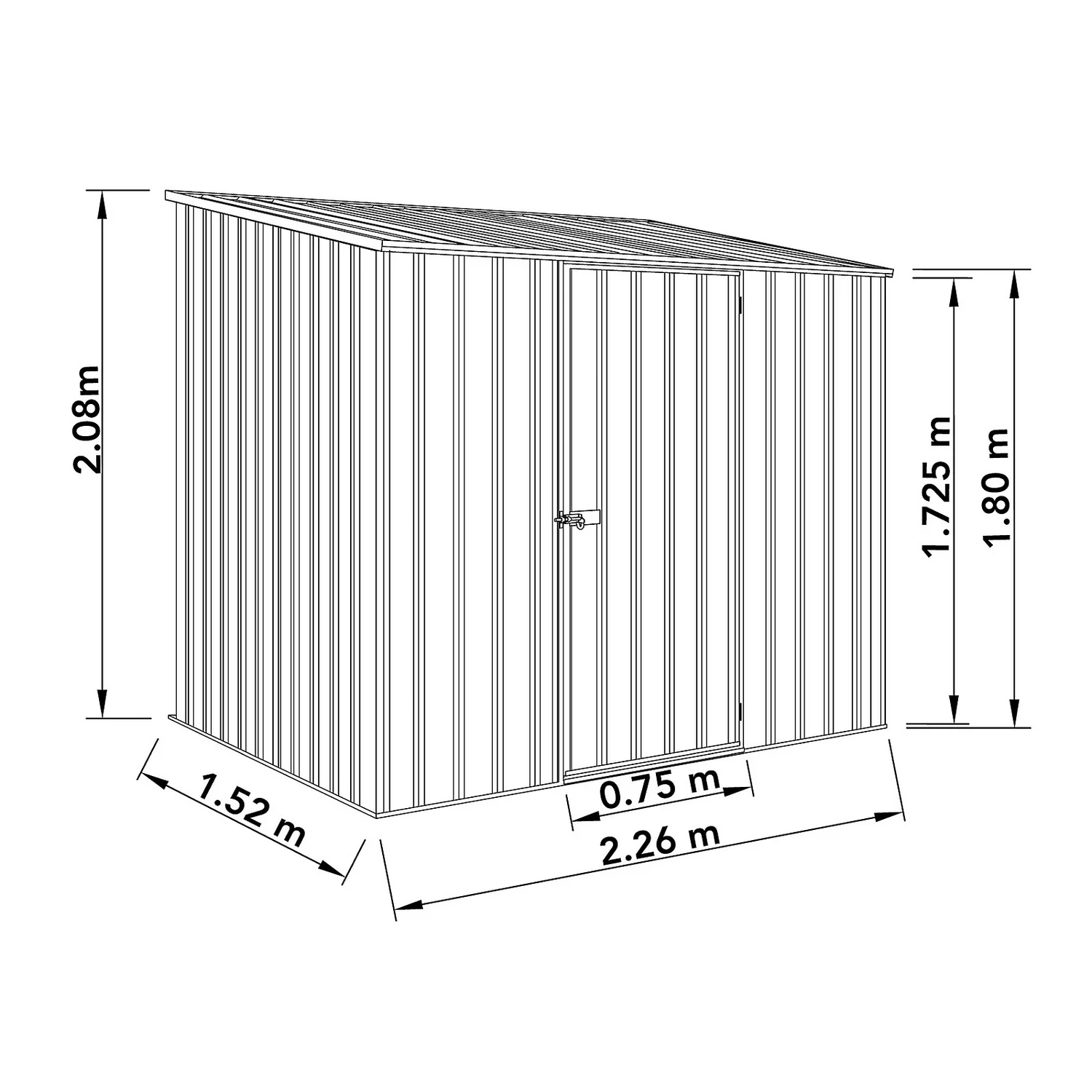 Absco 7.5 X 5ft Space Saver Metal Pent Shed - Zinc 3 Absco 7.5 X 5ft Space Saver Metal Pent Shed - Zinc - Image 3