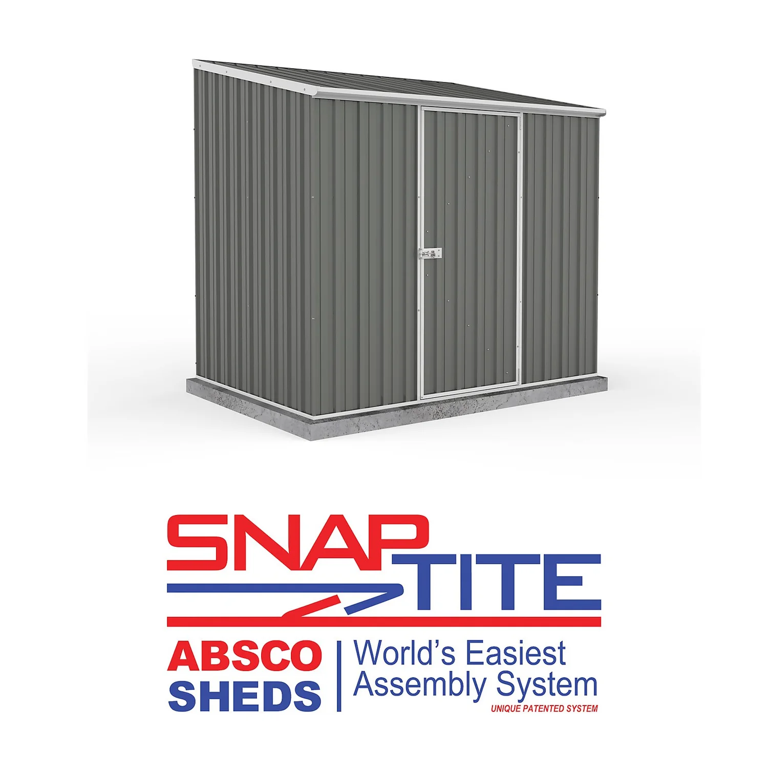 Absco 7.5 X 5ft Space Saver Metal Pent Shed - Grey 2 Absco 7.5 X 5ft Space Saver Metal Pent Shed - Grey - Image 2