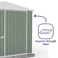 Absco 10 X 15ft Utility Workshop Apex Metal Shed - Green -Garantia Store 13440865 1364929164491347