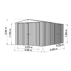 Absco 10 X 15ft Utility Workshop Apex Metal Shed - Green -Garantia Store 13440865 2124929164214777