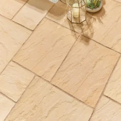 Stylish Stone Chantry Patio Paving Kit 5.76 Sqm Gold -Garantia Store 13452081 1654935333880161
