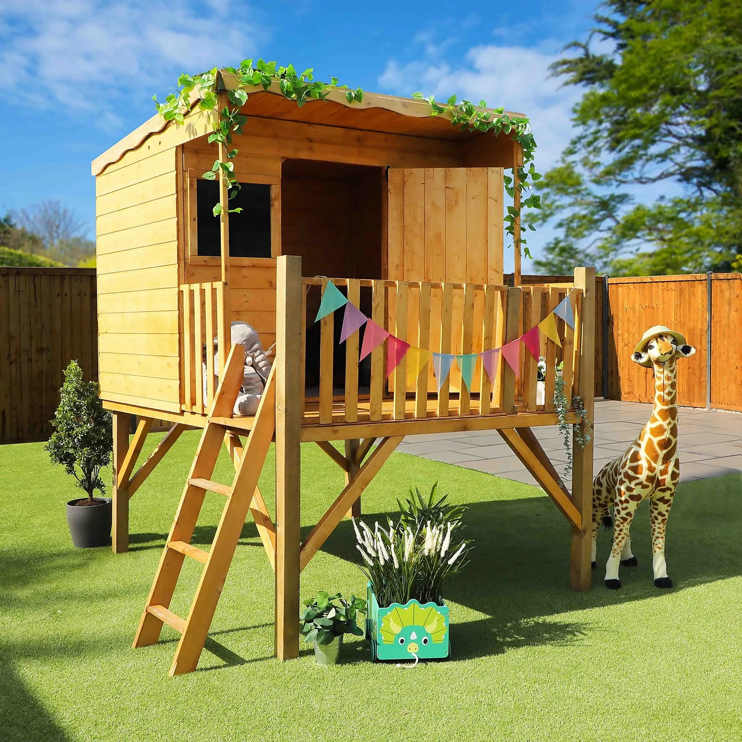 Mercia 5ft X 6ft Pent Wooden Playhouse With Tower 2 Mercia 5ft X 6ft Pent Wooden Playhouse With Tower - Image 2