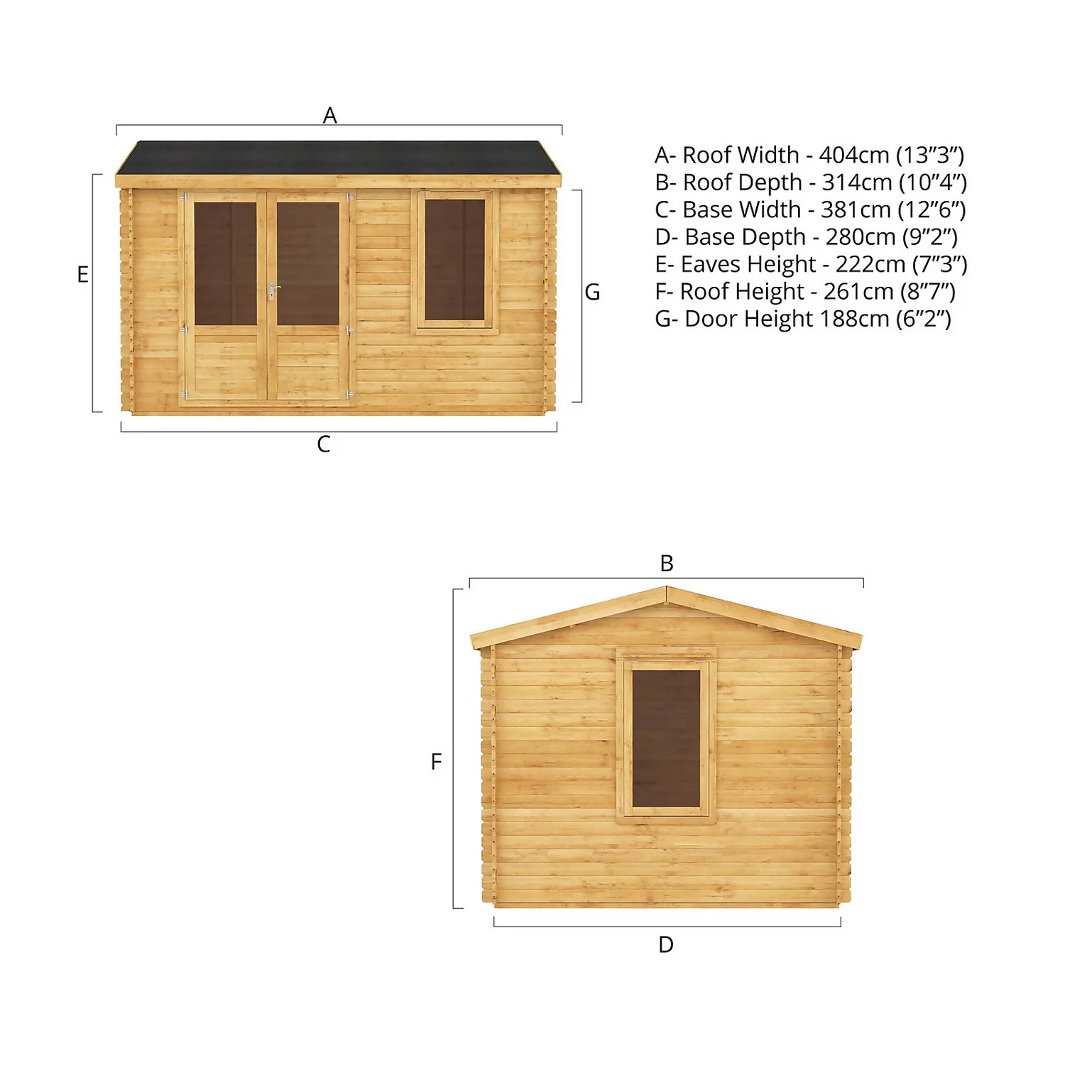 Mercia 4m X 3m Home Office Log Cabin 44mm 9 Mercia 4m X 3m Home Office Log Cabin 44mm - Image 9