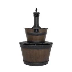 Stylish Fountain Whiskey Barrels Garden Water Feature -Garantia Store 13944159 1945005845191088