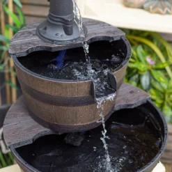 Stylish Fountain Whiskey Barrels Garden Water Feature -Garantia Store 13944159 2555005845016341