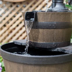 Stylish Fountain Whiskey Barrels Garden Water Feature -Garantia Store 13944159 4575005844861163