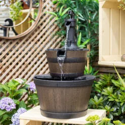 Stylish Fountain Whiskey Barrels Garden Water Feature -Garantia Store 13944159 7015005844786958