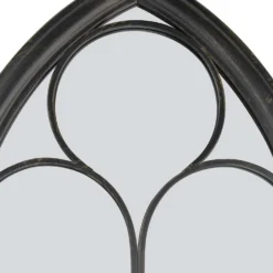 MirrorOutlet Black Somerley Chapel Arch Metal Garden Mirror - 112x61cm -Garantia Store 13950556 1394987139719047