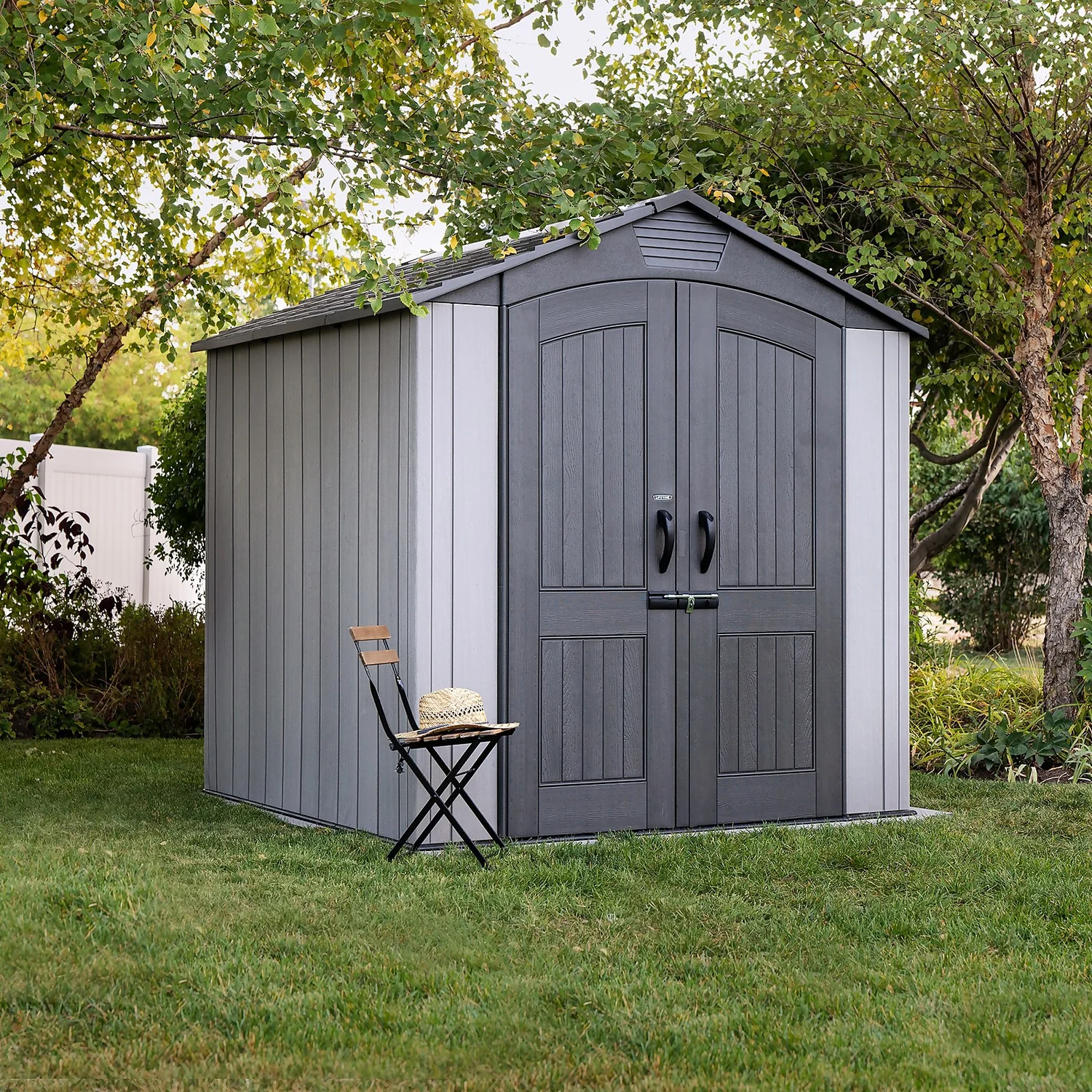Lifetime 7x7ft Outdoor Storage Shed - Rough-Cut Grey 2 Lifetime 7x7ft Outdoor Storage Shed - Rough-Cut Grey - Image 2
