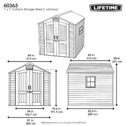 Lifetime 7x7ft Outdoor Storage Shed - Rough-Cut Grey 12 Lifetime 7x7ft Outdoor Storage Shed - Rough-Cut Grey -Garantia Store 13997403 1555000054831001
